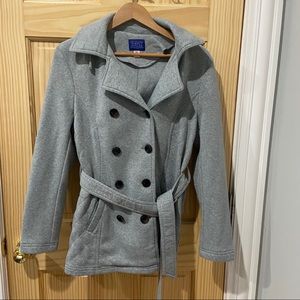 Gray pea coat hoodie sweatshirt size L